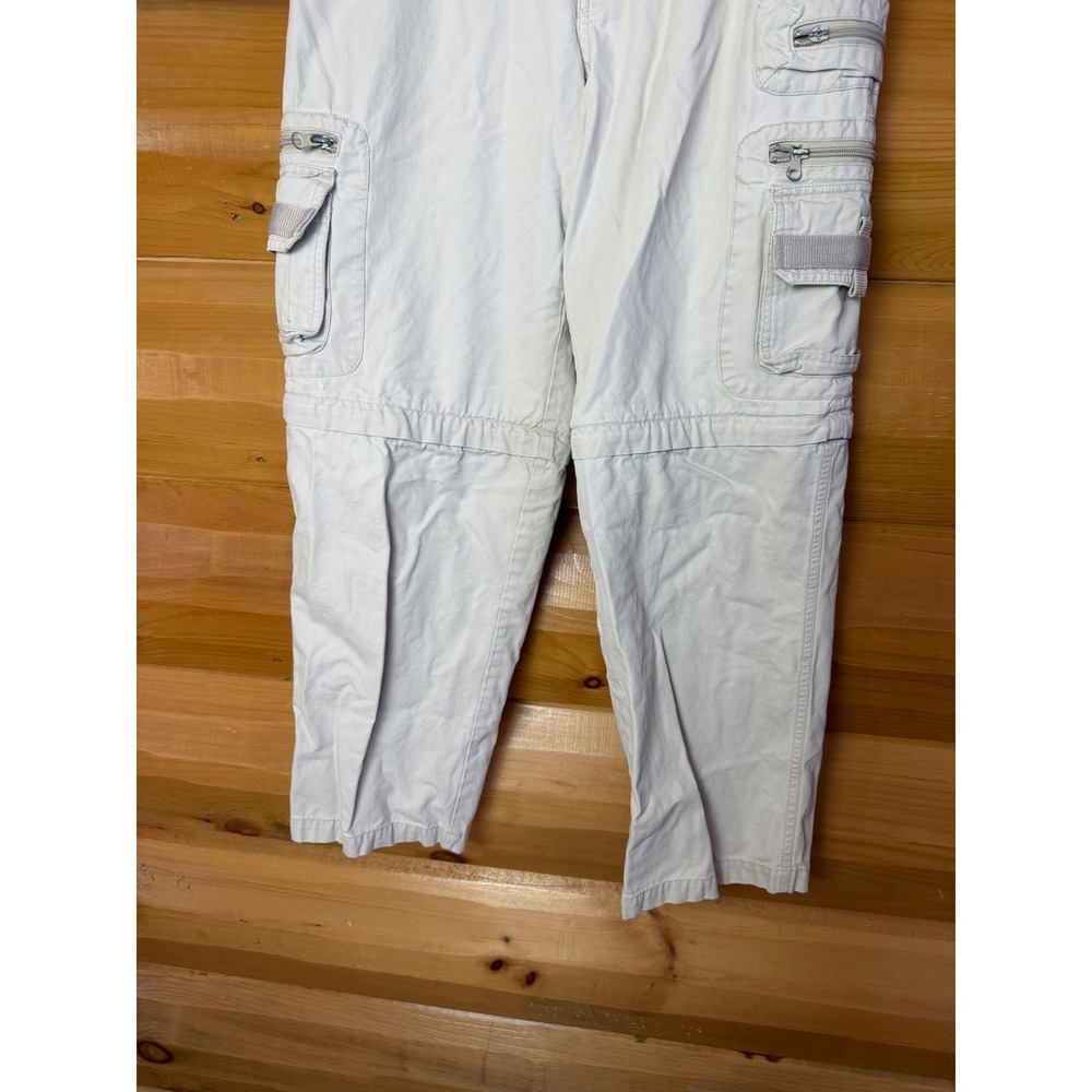 Vtg Industrial Rags Hardwear Cargo Zip Off Pants Men's Sz 29 Off White 90s - Picture 2 of 7